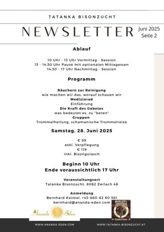 Newsletter Tatanka Bisonzucht