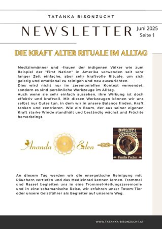 Newsletter Tatanka Bisonzucht
