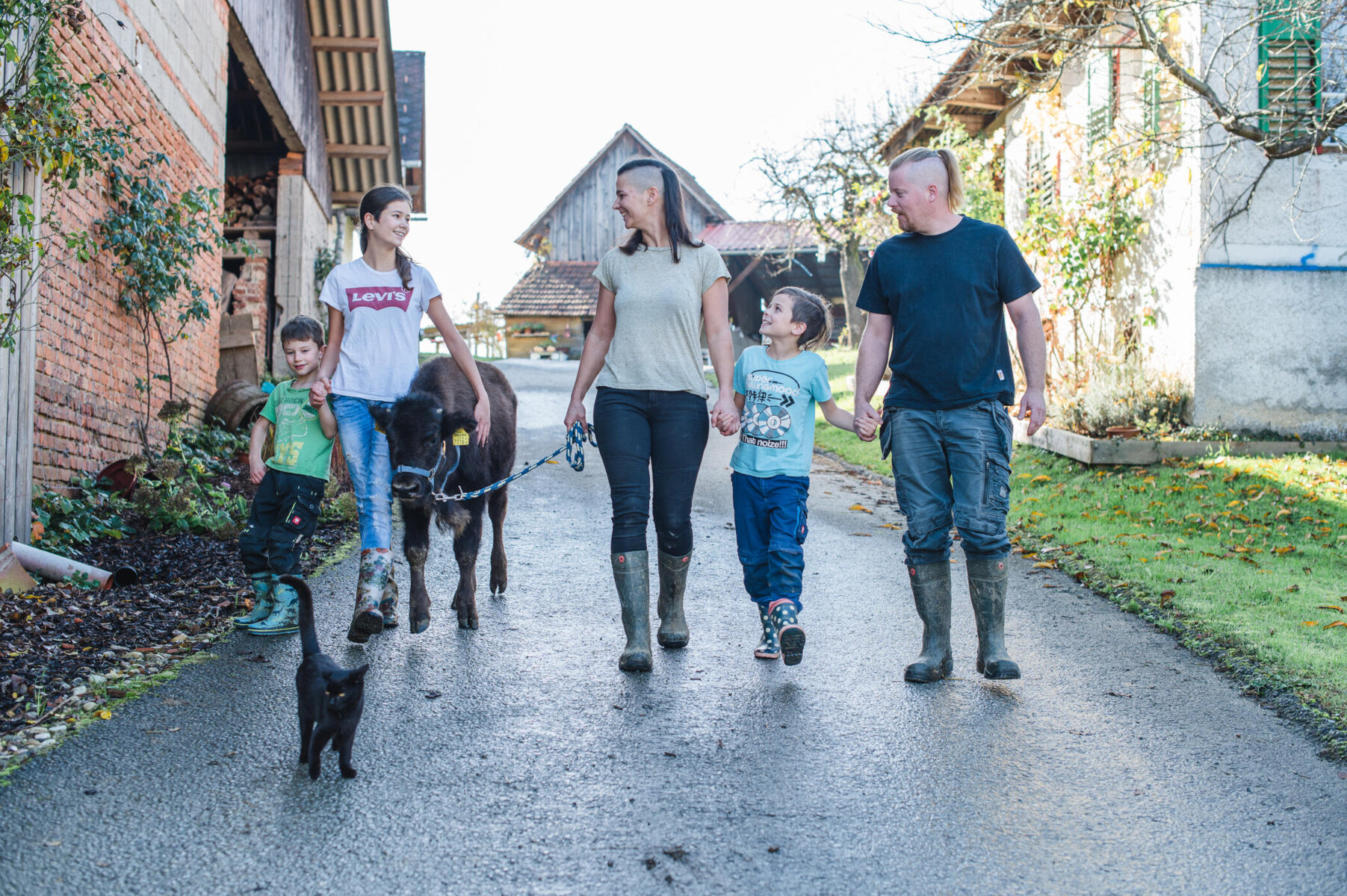 Familie Pucher und kleines Bison